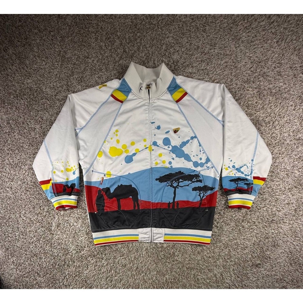 Y2K Akademiks Jeanius Safari Elephant Paint Splatter Track Jacket Men's 2XL